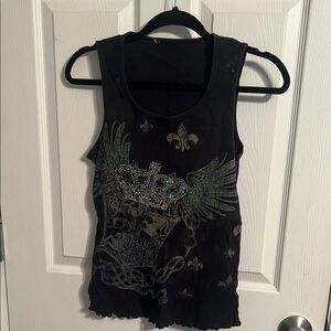 Black Graphic Tank Top